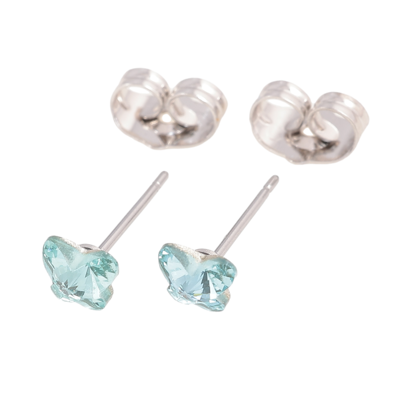 Сережки Xuping колір Родій з кристалами Swarovski пусети «Метелики Light Turquoise» фото №10 Сережки Xuping колір Родій з кристалами Swarovski пусети «Метелики Light Turquoise» фото №10