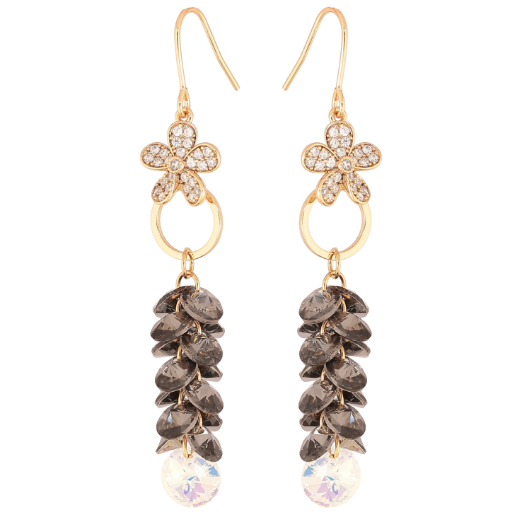 Сережки Xuping колір 18К з кристалами Swarovski французький замок «Підвіски з кристалами Graphite і Shimmer» фото №3 Сережки Xuping колір 18К з кристалами Swarovski французький замок «Підвіски з кристалами Graphite і Shimmer» фото №3