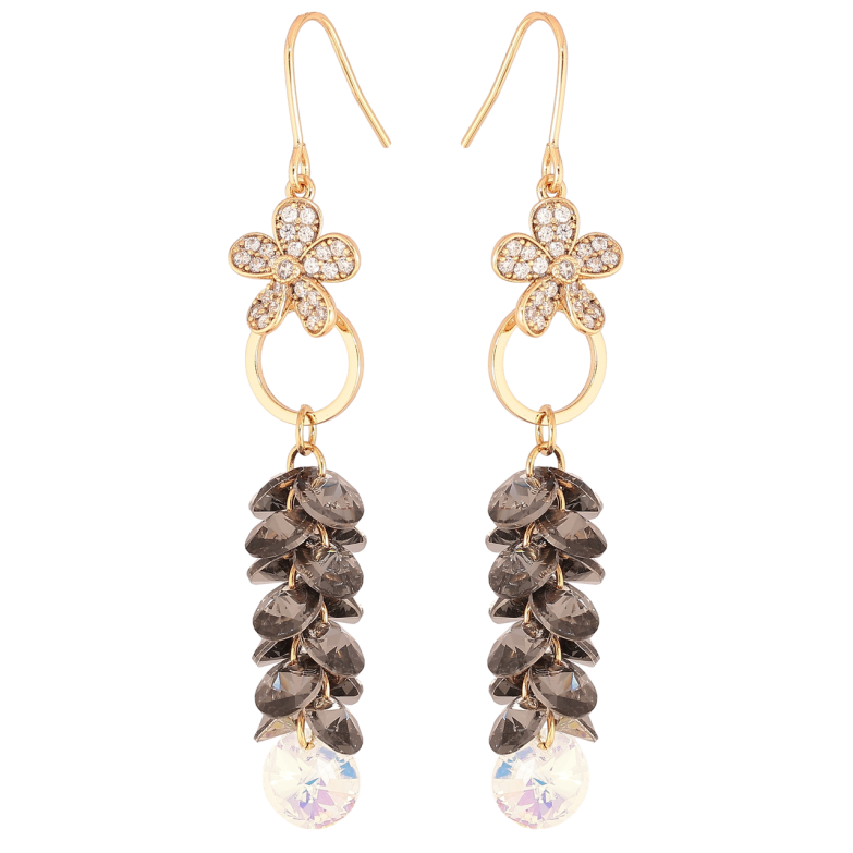 Сережки Xuping колір 18К з кристалами Swarovski французький замок «Підвіски з кристалами Graphite і Shimmer» фото №2 Сережки Xuping колір 18К з кристалами Swarovski французький замок «Підвіски з кристалами Graphite і Shimmer» фото №2