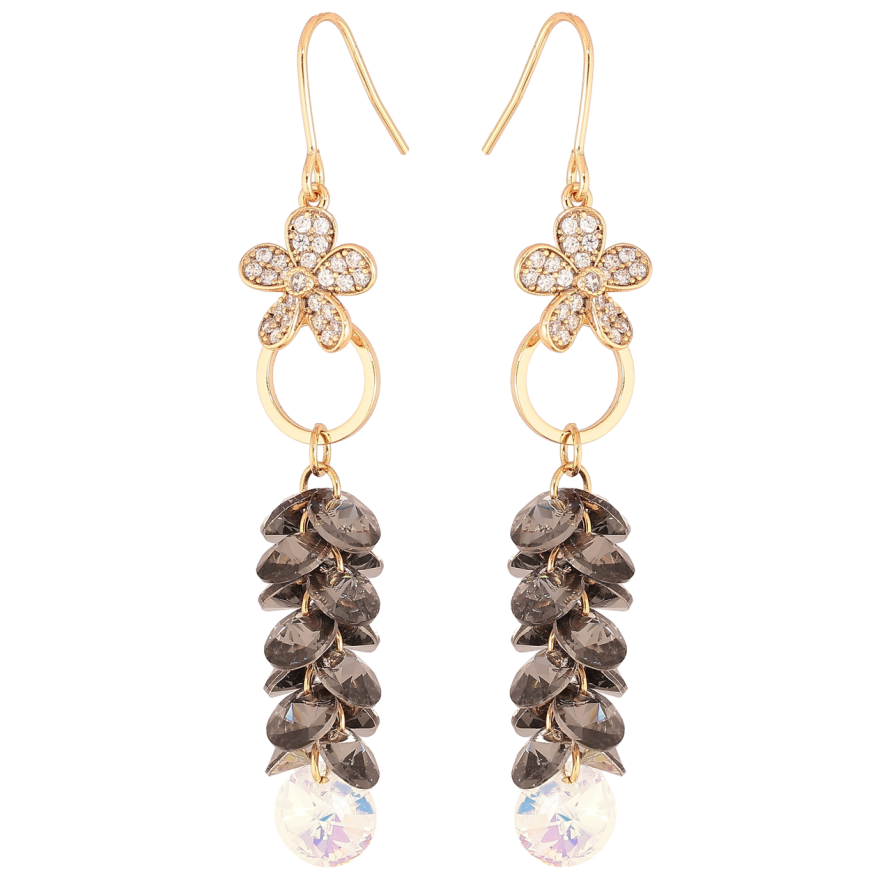 Серьги Xuping цвет 18К с кристаллами Swarovski французский замок Подвески с кристаллами Graphite и Shimmer фото №1 Серьги Xuping цвет 18К с кристаллами Swarovski французский замок Подвески с кристаллами Graphite и Shimmer фото №1