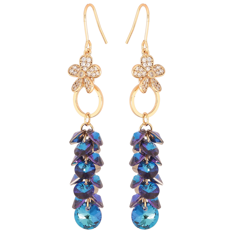 Серьги Xuping цвет 18К с кристаллами Swarovski французский замок Подвески с кристаллами Bermuda Blue фото №2 Серьги Xuping цвет 18К с кристаллами Swarovski французский замок Подвески с кристаллами Bermuda Blue фото №2