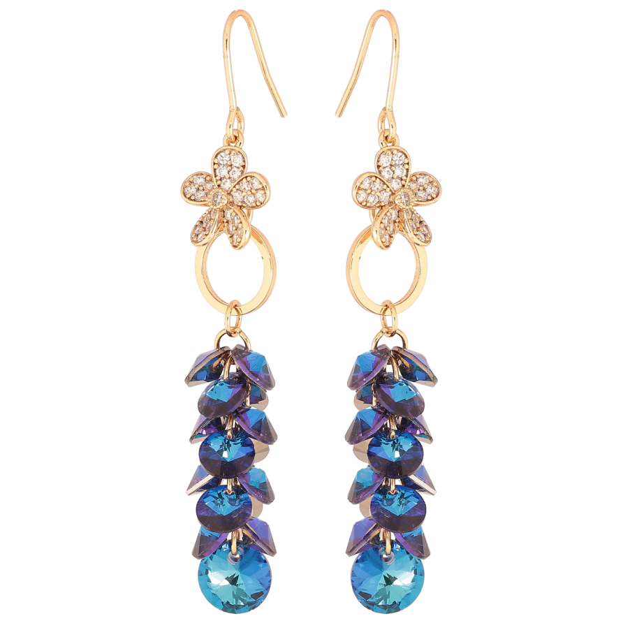 Серьги Xuping цвет 18К с кристаллами Swarovski французский замок Подвески с кристаллами Bermuda Blue фото №1 Серьги Xuping цвет 18К с кристаллами Swarovski французский замок Подвески с кристаллами Bermuda Blue фото №1