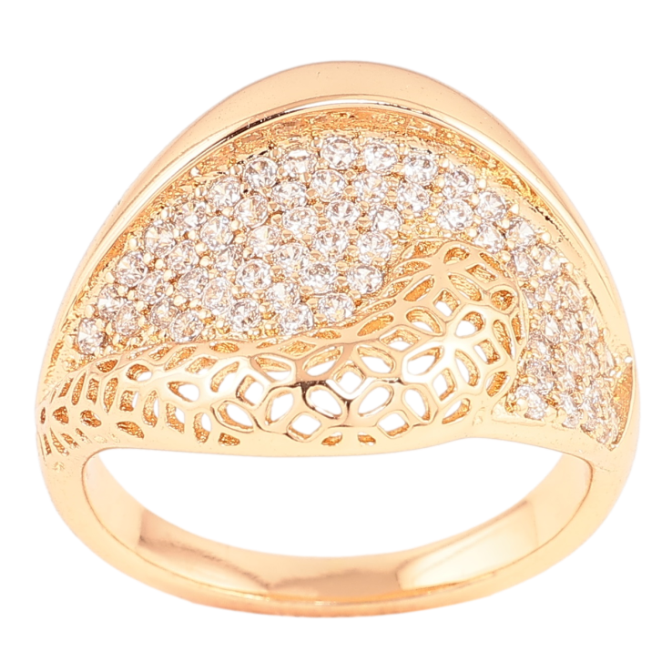 Каблучка Xuping Позолота 18K «Різьблений візерунок з інкрустацією кристалами» фото №7 Каблучка Xuping Позолота 18K «Різьблений візерунок з інкрустацією кристалами» фото №7