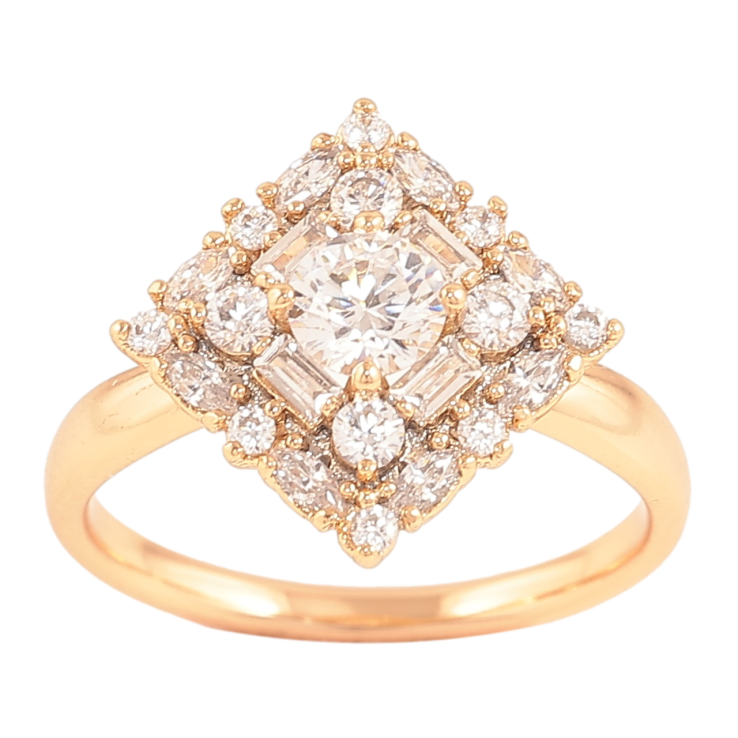 Каблучка Xuping Позолота 18K «Ромб з інкрустацією кристалами» фото №2 Каблучка Xuping Позолота 18K «Ромб з інкрустацією кристалами» фото №2