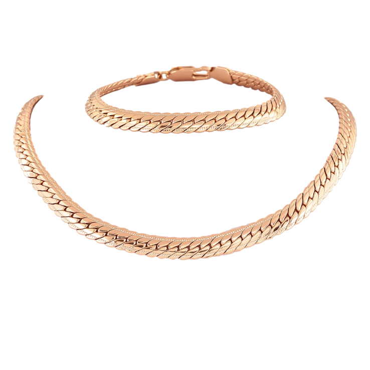 Набор Xuping Позолота 18K Цепочка Браслет Плетение Париджина длина цп. 42.5см х 7мм; бр. 20,5см фото №12 Набор Xuping Позолота 18K Цепочка Браслет Плетение Париджина длина цп. 42.5см х 7мм; бр. 20,5см фото №12