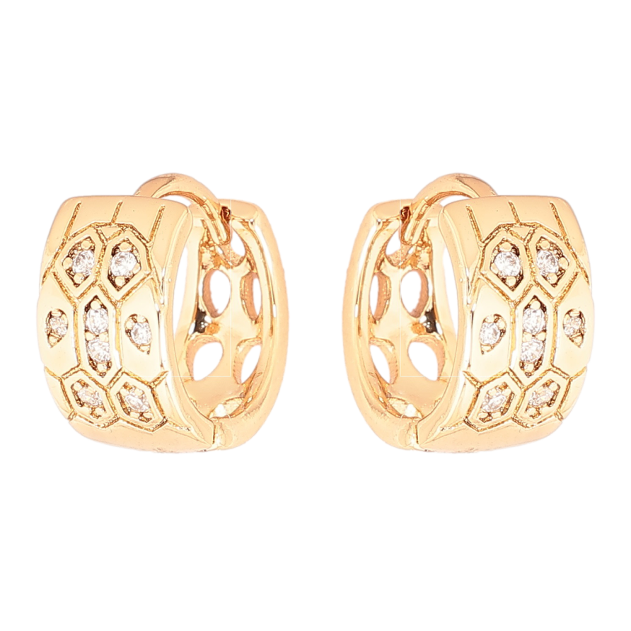 Серьги Xuping Позолота 18K колечки Узор с кристаллами фото №1