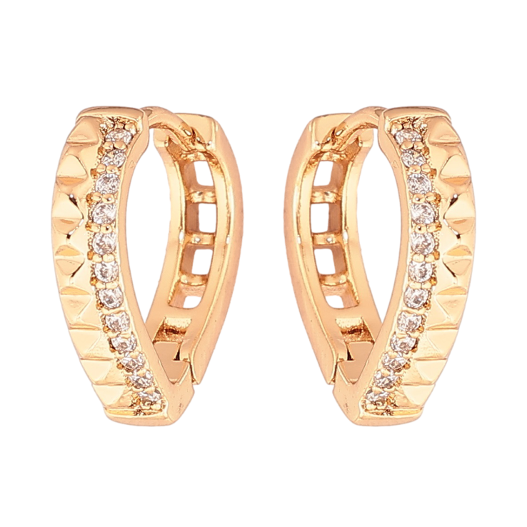 Серьги Xuping Позолота 18K колечки Декоративный узор с дорожками кристаллов фото №10 Серьги Xuping Позолота 18K колечки Декоративный узор с дорожками кристаллов фото №10