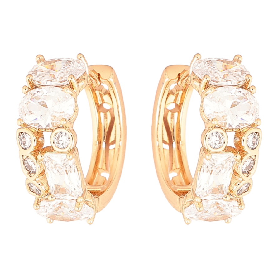 Серьги Xuping Позолота 18K колечки Инкрустация кристаллами фото №1 Серьги Xuping Позолота 18K колечки Инкрустация кристаллами фото №1