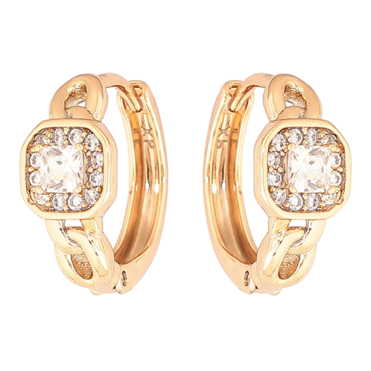 Серьги Xuping Позолота 18K колечки Узор с кристаллами фото №4