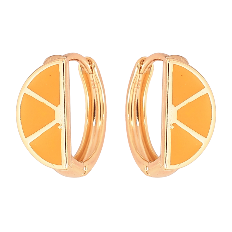 Серьги Xuping Позолота 18K колечки Узор с желтой эмалью фото №1 Серьги Xuping Позолота 18K колечки Узор с желтой эмалью фото №1