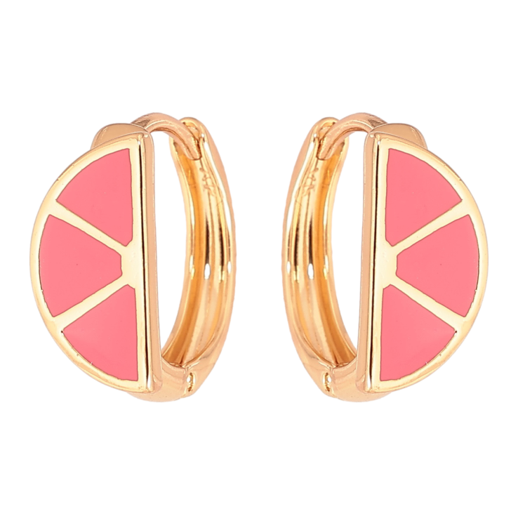 Серьги Xuping Позолота 18K колечки Узор с розовой эмалью фото №2 Серьги Xuping Позолота 18K колечки Узор с розовой эмалью фото №2