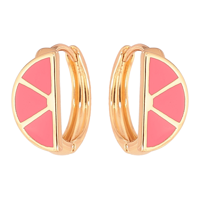 Серьги Xuping Позолота 18K колечки Узор с розовой эмалью фото №1 Серьги Xuping Позолота 18K колечки Узор с розовой эмалью фото №1