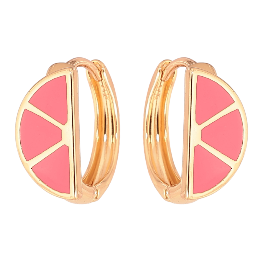 Серьги Xuping Позолота 18K колечки Узор с розовой эмалью фото №1 Серьги Xuping Позолота 18K колечки Узор с розовой эмалью фото №1