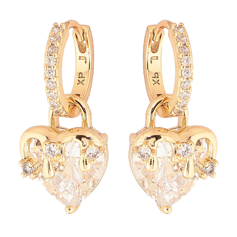 Сережки Xuping Позолота 18K підвіски на колечках «Кришталеві сердечка» 2 в 1 фото №1 Сережки Xuping Позолота 18K підвіски на колечках «Кришталеві сердечка» 2 в 1 фото №1