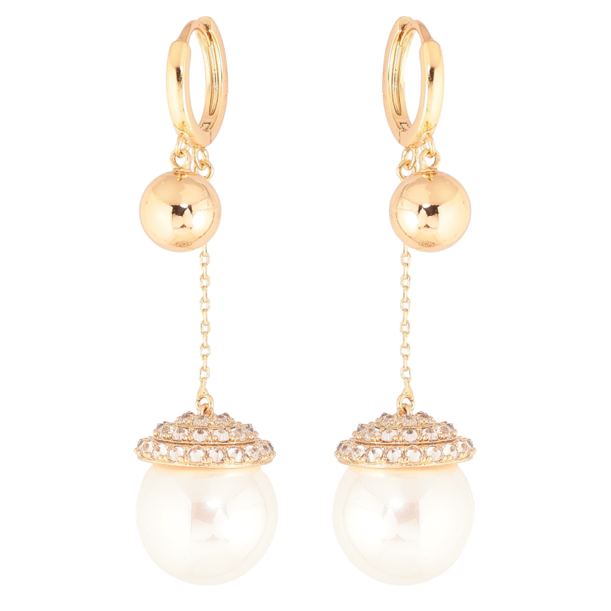 Серьги Xuping Позолота 18K подвески на колечках Жемчужные подвески фото №1