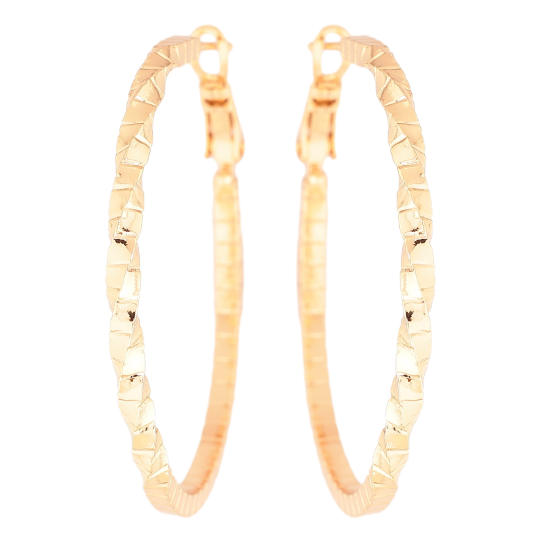 Сережки Xuping Позолота 18K кільця (конго) «Декоративний візерунок» ø 4см фото №4 Сережки Xuping Позолота 18K кільця (конго) «Декоративний візерунок» ø 4см фото №4