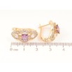 Сережки Xuping Позолота 18K англійський замок «Декоративний візерунок з бузковими кристалами та інкрустацією» фото №2