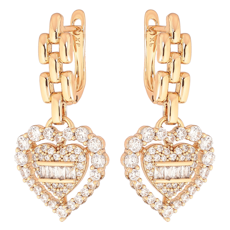 Серьги Xuping Позолота 18K английский замок Сердечки с инкрустацией кристаллами фото №18 Серьги Xuping Позолота 18K английский замок Сердечки с инкрустацией кристаллами фото №18
