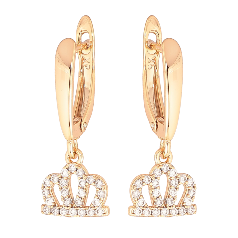Серьги Xuping Позолота 18K английский замок Корона с инкрустацией кристаллами фото №2