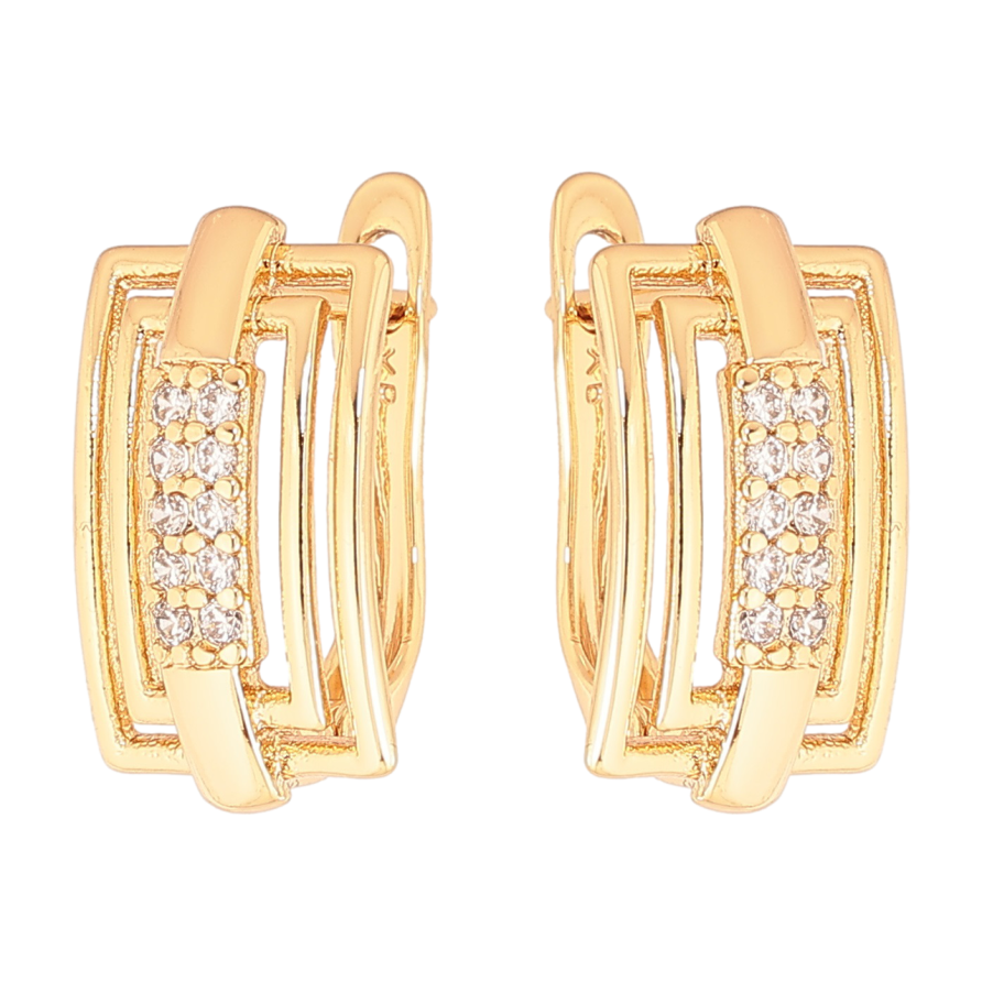 Сережки Xuping Позолота 18K англійський замок «Візерунок з кристалами» фото №1 Сережки Xuping Позолота 18K англійський замок «Візерунок з кристалами» фото №1