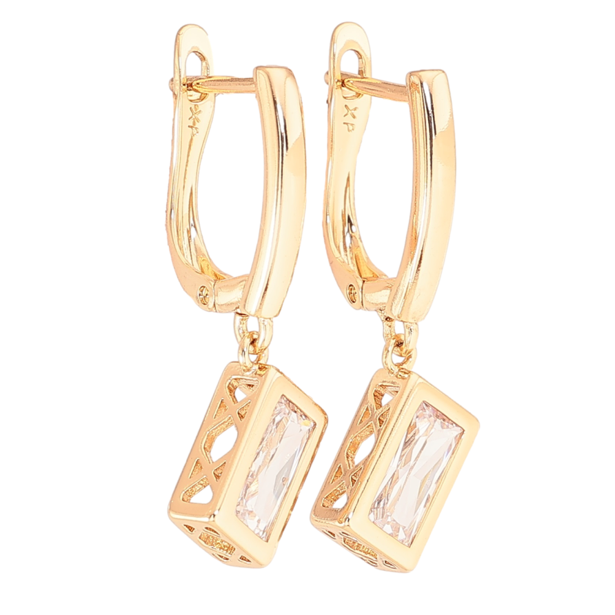 Серьги Xuping Позолота 18K английский замок Кристальные подвески на одну сторону фото №1 Серьги Xuping Позолота 18K английский замок Кристальные подвески на одну сторону фото №1