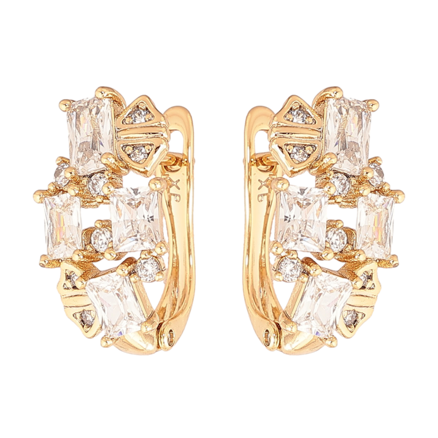 Серьги Xuping Позолота 18K английский замок Инкрустация кристаллами фото №1 Серьги Xuping Позолота 18K английский замок Инкрустация кристаллами фото №1