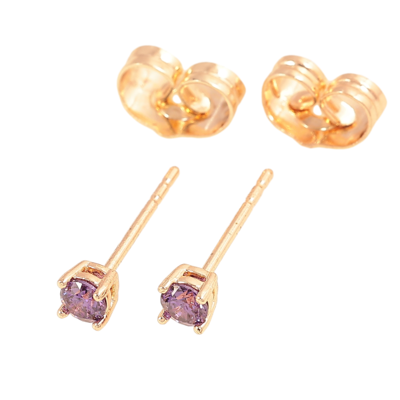 Сережки Xuping M&L Колір 18K пусети «Бузкові кристали в 4-х крапановій оправі» ø 3мм фото №4 Сережки Xuping M&L Колір 18K пусети «Бузкові кристали в 4-х крапановій оправі» ø 3мм фото №4