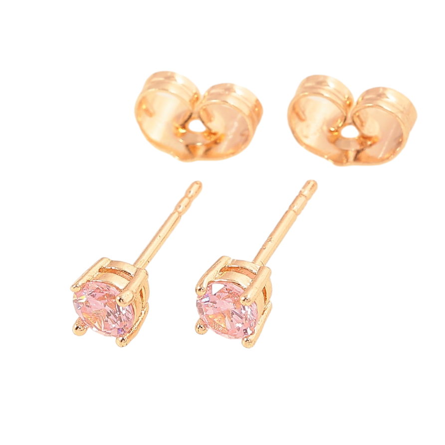 Серьги Xuping M&L Цвет 18K пусеты Розовые кристаллы в 4-х крапановой оправе ø 4мм фото №1 Серьги Xuping M&L Цвет 18K пусеты Розовые кристаллы в 4-х крапановой оправе ø 4мм фото №1