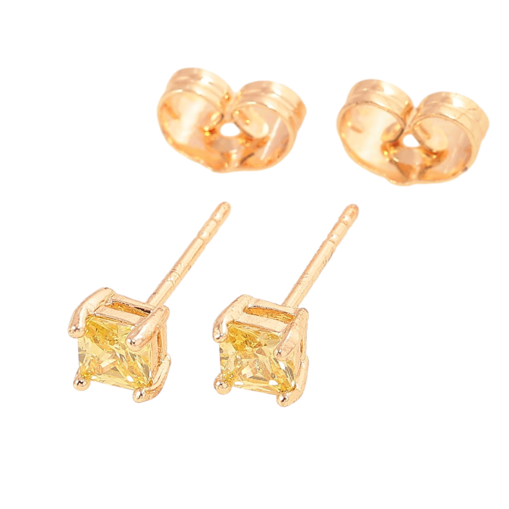 Сережки Xuping M&L Колір 18K пусети «Жовті кристали в 4-х крапановій оправі» 4х4мм фото №6