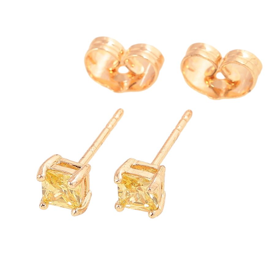 Серьги Xuping M&L Цвет 18K пусеты Желтые кристаллы в 4-х крапановой оправе 4х4мм фото №1 Серьги Xuping M&L Цвет 18K пусеты Желтые кристаллы в 4-х крапановой оправе 4х4мм фото №1