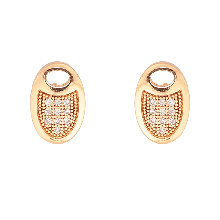 Сережки Xuping M&L Колір 18K пусети «Декоративні овали з кристалами» фото №1 Сережки Xuping M&L Колір 18K пусети «Декоративні овали з кристалами» фото №1