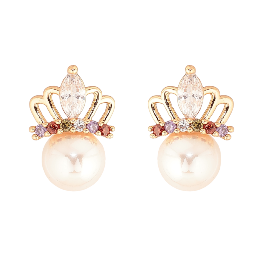 Сережки Xuping M&L Колір 18K пусети «Корона з перлиною» фото №1 Сережки Xuping M&L Колір 18K пусети «Корона з перлиною» фото №1