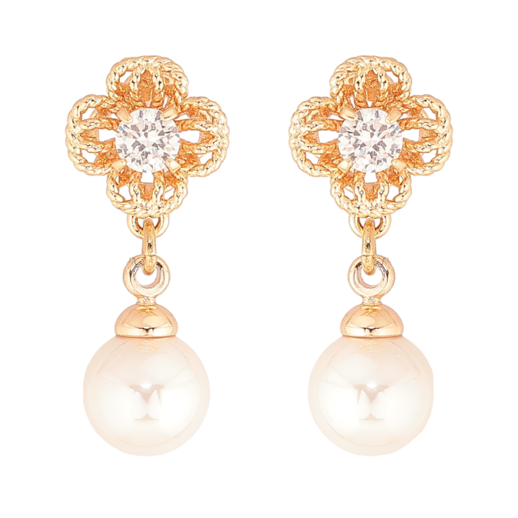Сережки Xuping M&L Колір 18K пусети «Квіточки з перловими підвісками» фото №9 Сережки Xuping M&L Колір 18K пусети «Квіточки з перловими підвісками» фото №9