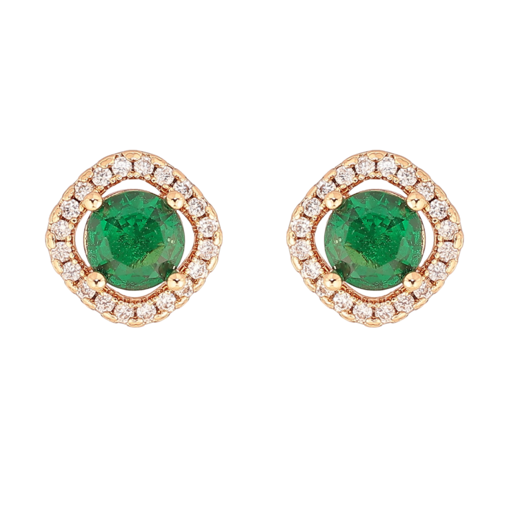 Серьги Xuping M&L Цвет 18K пусеты Зеленые кристаллы в обрамлении фото №20