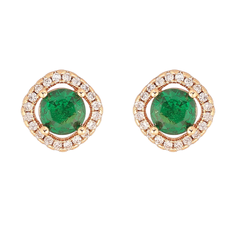 Сережки Xuping M&L Колір 18K пусети «Зелені кристаллы в обрамлении» фото №2 Сережки Xuping M&L Колір 18K пусети «Зелені кристаллы в обрамлении» фото №2