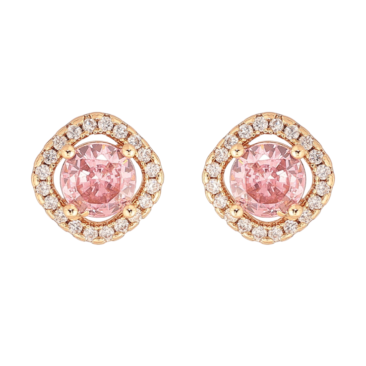 Серьги Xuping M&L Цвет 18K пусеты Розовые кристаллы в обрамлении фото №8 Серьги Xuping M&L Цвет 18K пусеты Розовые кристаллы в обрамлении фото №8