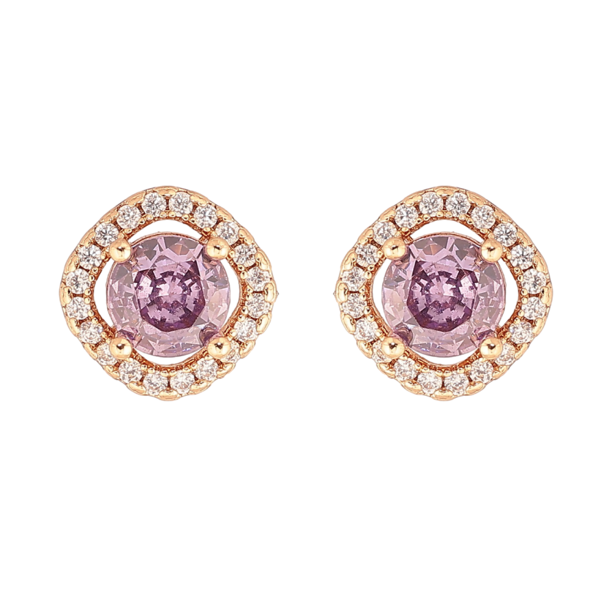 Сережки Xuping M&L Колір 18K пусети «Бузкові кристаллы в обрамлении» фото №1 Сережки Xuping M&L Колір 18K пусети «Бузкові кристаллы в обрамлении» фото №1