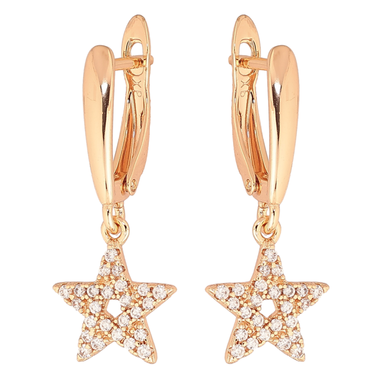Сережки Xuping M&L Колір 18K англійський замок «Зірки з інкрустацією кристалами» фото №1 Сережки Xuping M&L Колір 18K англійський замок «Зірки з інкрустацією кристалами» фото №1