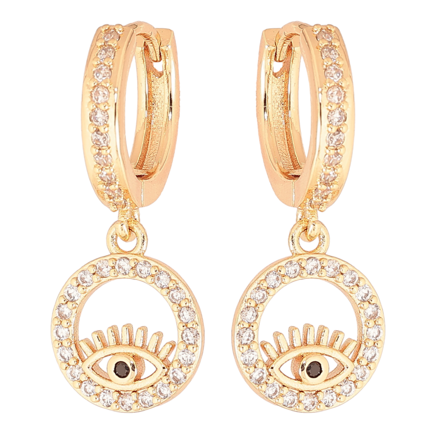 Серьги Xuping M&L Цвет 18K подвески на колечках Кристальные колечки с глазами фото №1