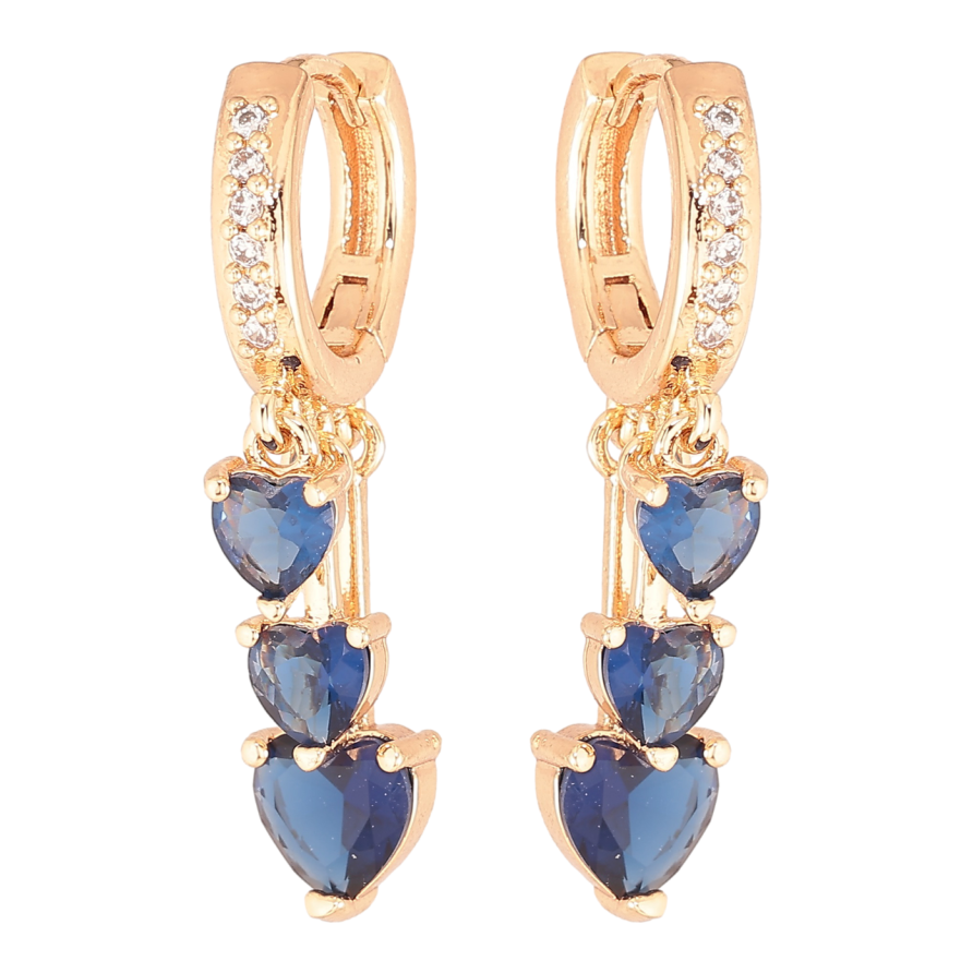 Серьги Xuping M&L Цвет 18K подвески на колечках Синие кристальные сердечки фото №1