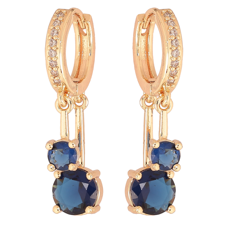 Сережки Xuping M&L Колір 18K підвіски на колечках «Два сині кристали» фото №1