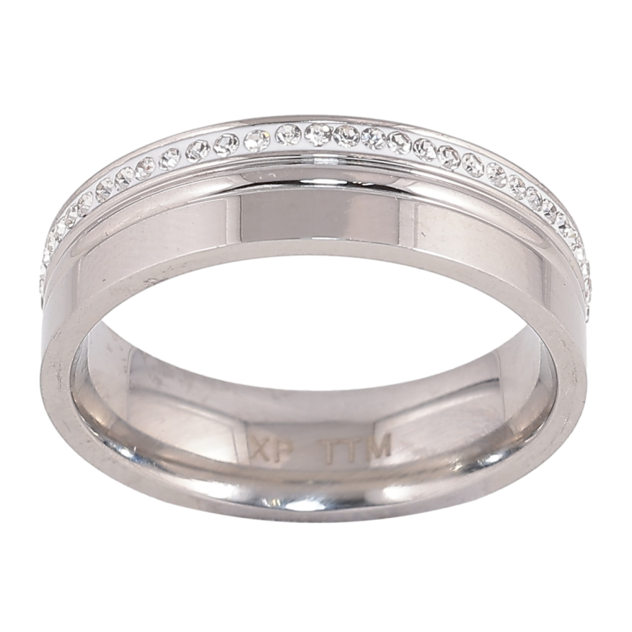 Каблучка Xuping TTM Stainless Steel Колір Родій Доріжка кристалів, шир. 6мм фото №1 Каблучка Xuping TTM Stainless Steel Колір Родій Доріжка кристалів, шир. 6мм фото №1