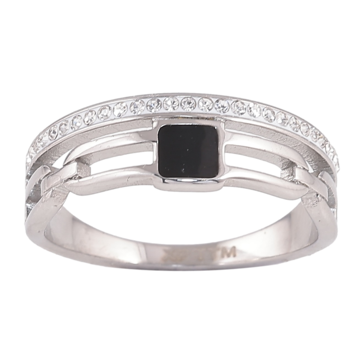Кольцо Xuping TTM Stainless Steel Цвет Родий Узор с черной эмалью и кристаллами фото №22 Кольцо Xuping TTM Stainless Steel Цвет Родий Узор с черной эмалью и кристаллами фото №22
