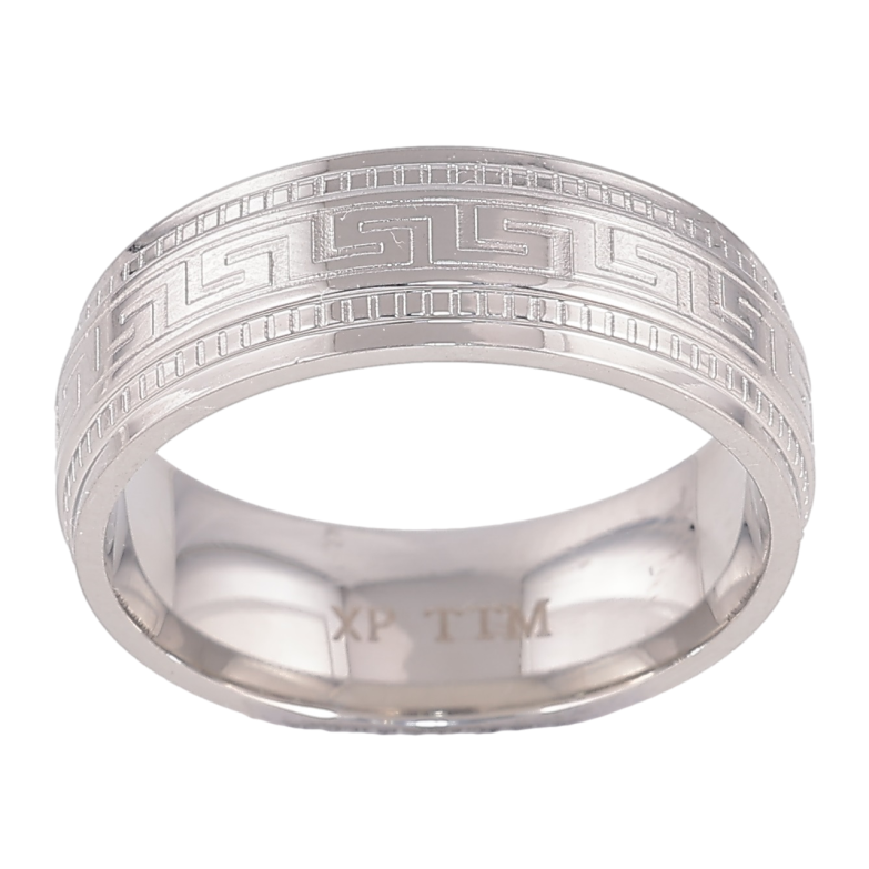 Каблучка Xuping TTM Stainless Steel Колір Родій «Грецький орнамент, шир. 7мм» фото №3 Каблучка Xuping TTM Stainless Steel Колір Родій «Грецький орнамент, шир. 7мм» фото №3
