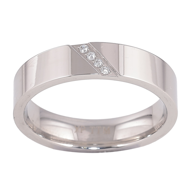 Каблучка Xuping TTM Stainless Steel Колір Родій «Візерунок кристалами, шир. 5мм» фото №3 Каблучка Xuping TTM Stainless Steel Колір Родій «Візерунок кристалами, шир. 5мм» фото №3