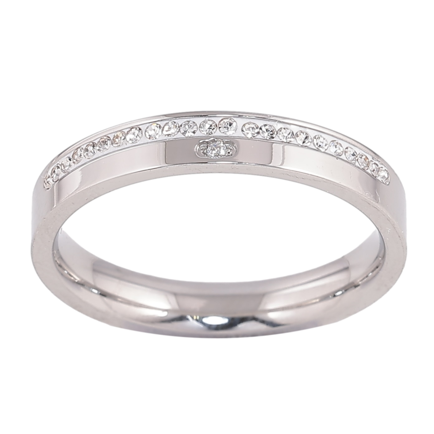 Каблучка Xuping TTM Stainless Steel Колір Родій Доріжка кристалів, шир. 3.5мм фото №1 Каблучка Xuping TTM Stainless Steel Колір Родій Доріжка кристалів, шир. 3.5мм фото №1