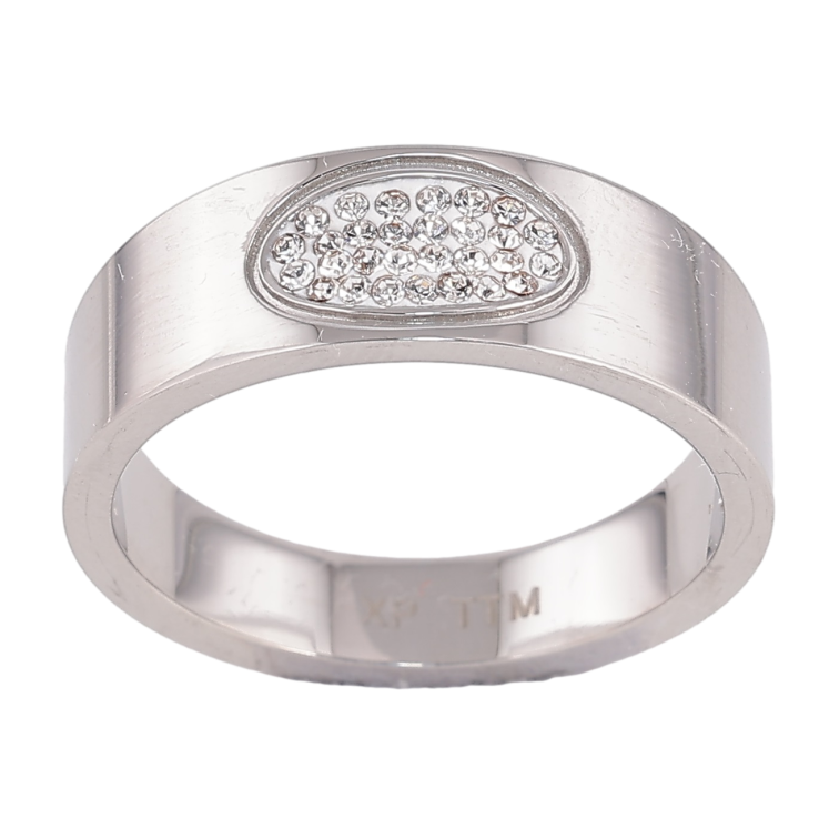 Кольцо Xuping TTM Stainless Steel Цвет Родий Узор с кристаллами фото №4 Кольцо Xuping TTM Stainless Steel Цвет Родий Узор с кристаллами фото №4