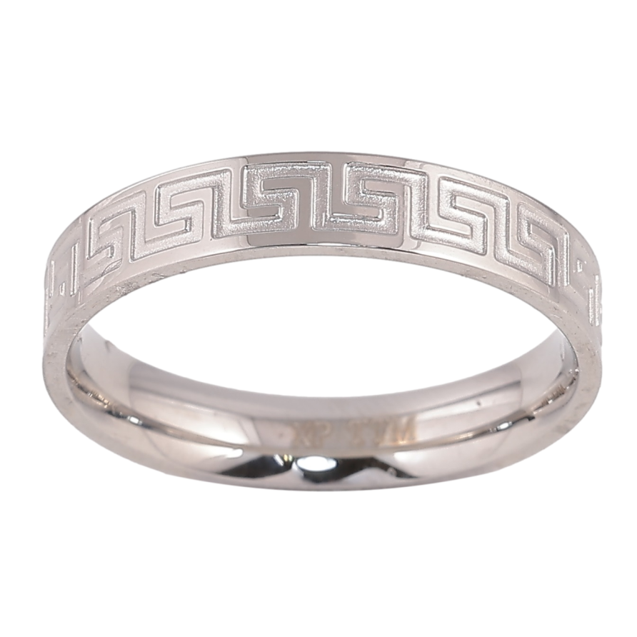 Каблучка Xuping TTM Stainless Steel Колір Родій Грецький візерунок, шир. 4мм фото №1 Каблучка Xuping TTM Stainless Steel Колір Родій Грецький візерунок, шир. 4мм фото №1