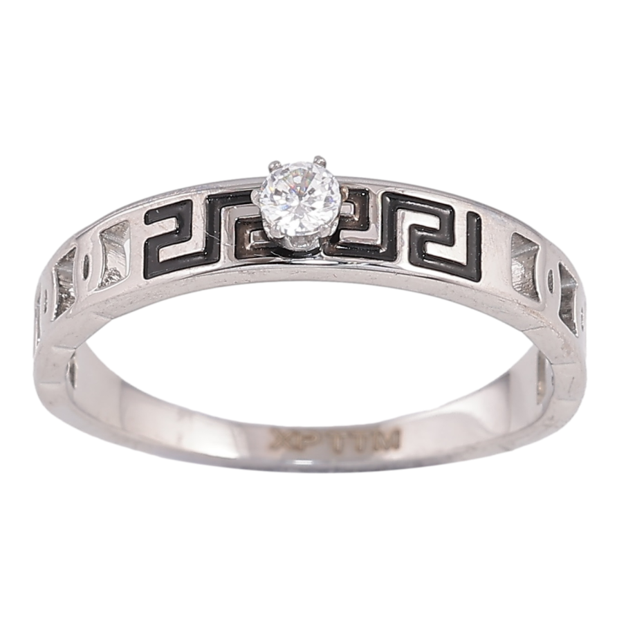 Каблучка Xuping TTM Stainless Steel Колір Родій «Грецький візерунок з кристалом» фото №1 Каблучка Xuping TTM Stainless Steel Колір Родій «Грецький візерунок з кристалом» фото №1