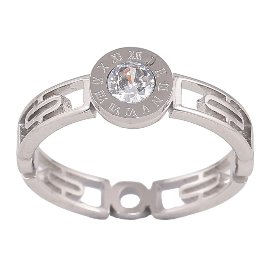 Кольцо Xuping TTM Stainless Steel Цвет Родий Циферблат с кристаллом фото №1